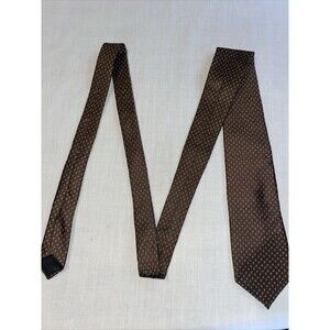 Oscar De La Renta Dress Tie Mens Size 55" Brown Dotted 100% Silk Tie Designer